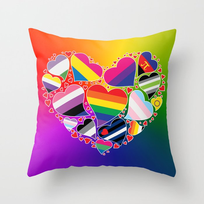 LGBTQA+ Community Pride Heart Throw Pillow