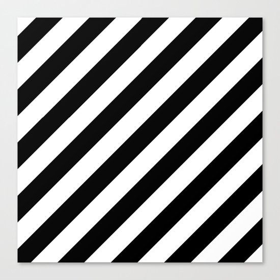 Diagonal Stripes (Black/White) Canvas Print