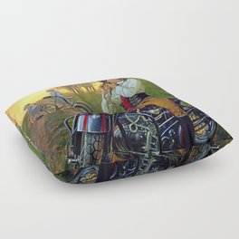 She Lived Happily Ever After - Motorcycle, Motorcycle Lovers, Biker Floor Pillow