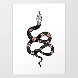 Pink Peony Snake Art Print