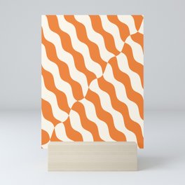 Retro Wavy Abstract Swirl Pattern in Orange Mini Art Print