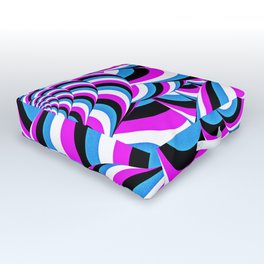 Blue Purple Back Swirly Circles Abstract Design Outdoor Floor Cushion