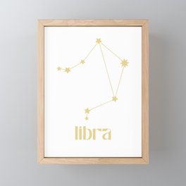 Libra Sign Star Constellation, Gold Minimalist Groovy Font, Zodiac Sign  Framed Mini Art Print