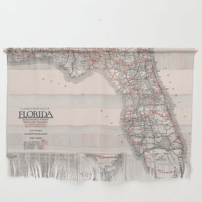 Old road map of florida united states of america Wall Hanging