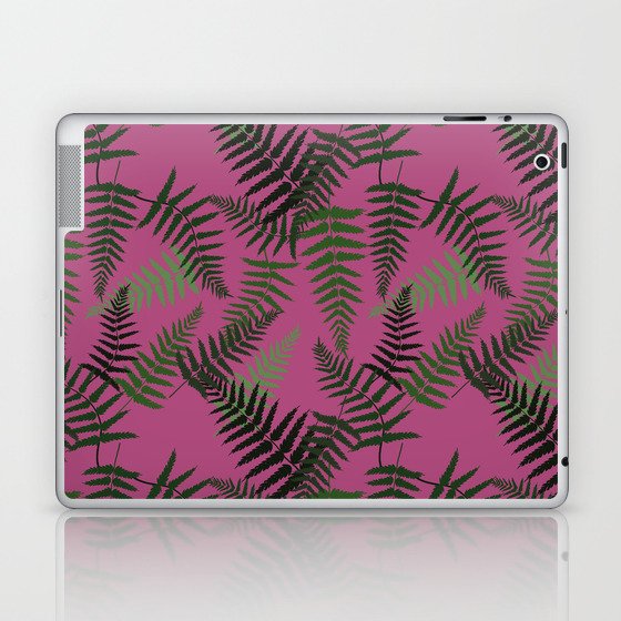 Fern Leaf Pattern on Magenta Background Laptop & iPad Skin