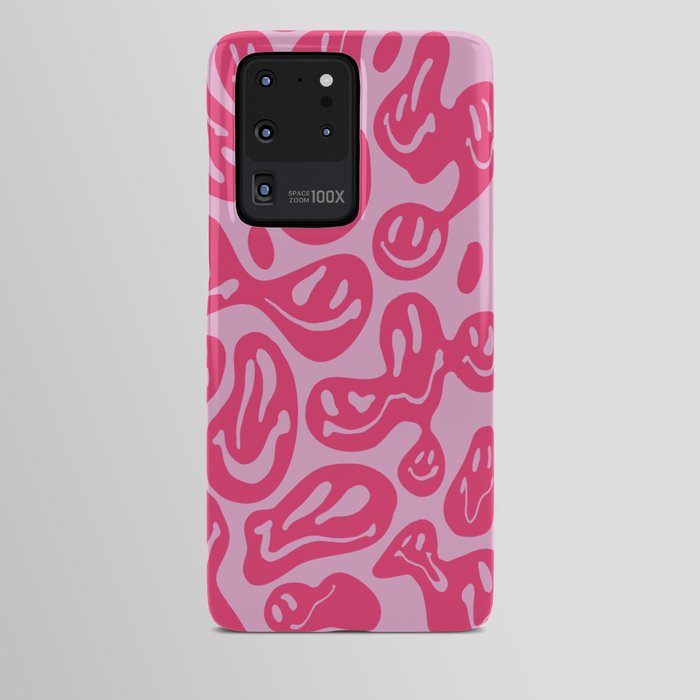 Hot Pink Dripping Smiley Android Case by artbylamia