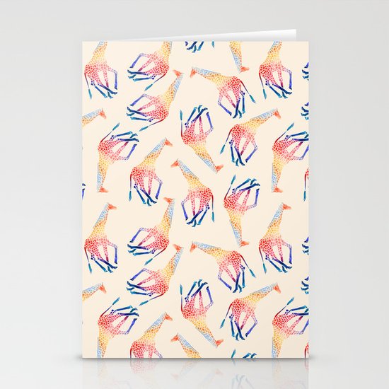 Watercolor Giraffe Pattern (Ivory) Stationery Cards