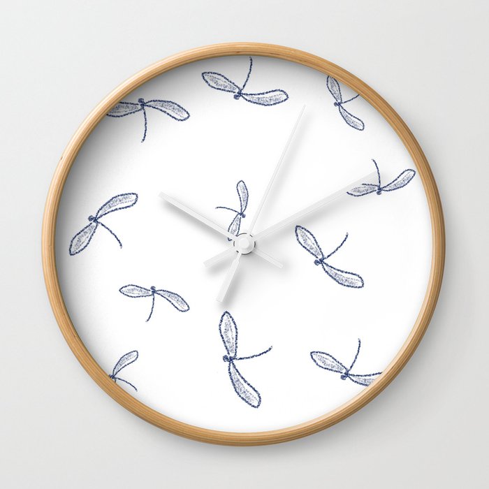 Blue Dragonfly in the Wild Wall Clock