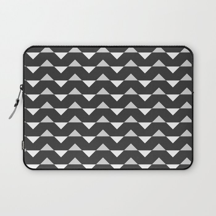 Charcoal Black And Grey Chevron Zigzag Pattern Geometric Abstract Laptop Sleeve