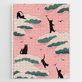 Pink Sky Cats Jigsaw Puzzle
