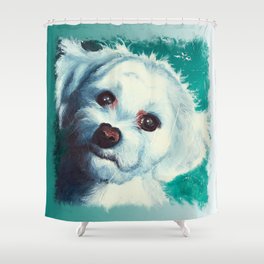 Maltese dog - Pelusa - by LiliFlore Shower Curtain