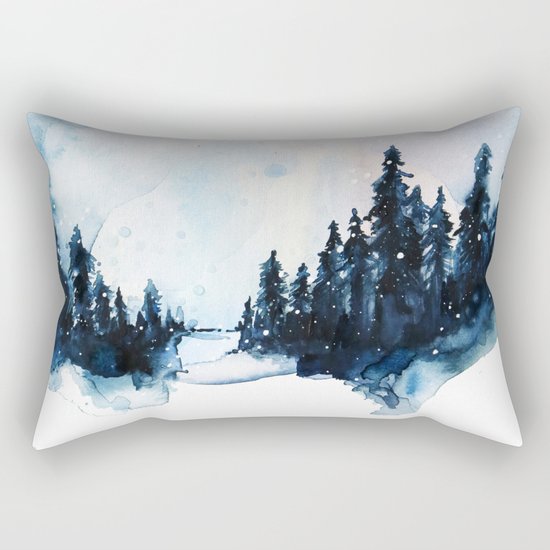 Winter Watercolor Rectangular Pillow