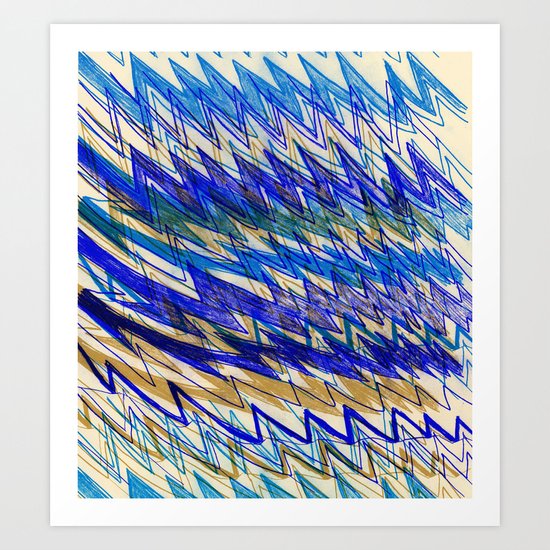 Blue Mountains and waves Art Print