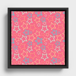 Stars Pink Background Pattern Design Framed Canvas