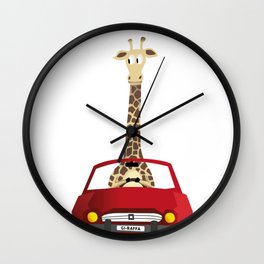 Giraffe in a Car Wall Clock