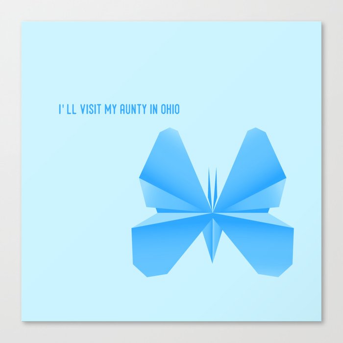 Blue Butterfly Aunty - Origami Blue Butterfly Canvas Print