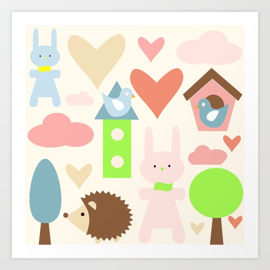 Bunny fun land Art Print