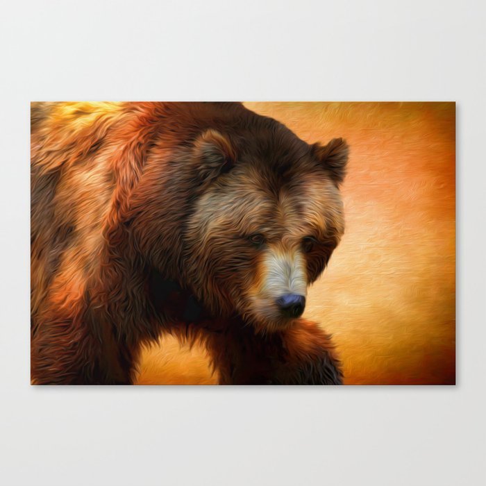 Grizzly Bear Painted Canvas Print By Judyvincentphotoart Society6