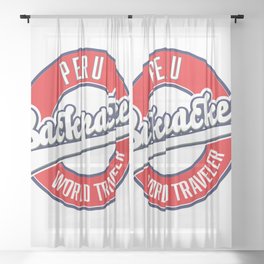 Peru Backpacker World Traveler retro logo. Sheer Curtain