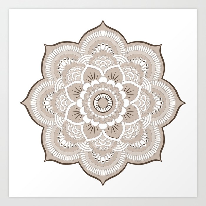 Yoga Mat Neutral Tones Beige White Brown, Meditation Mat, Mandalas