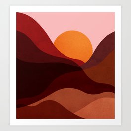 Abstraction_Mountains_SUNSET_Minimalism Art Print