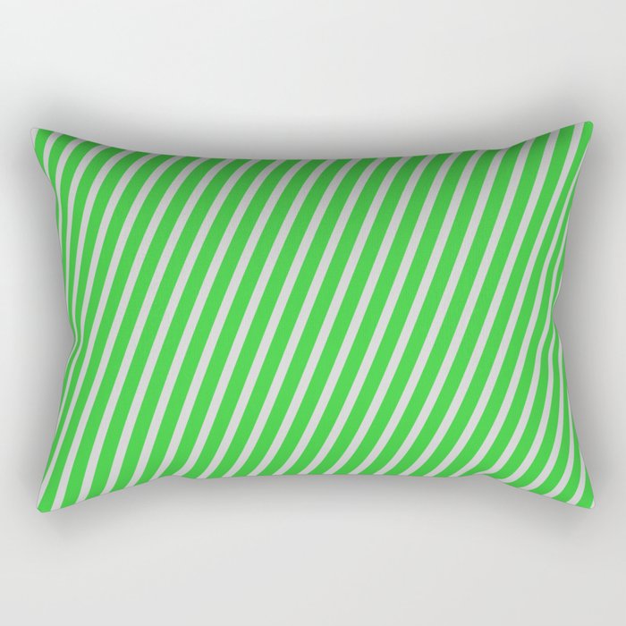 Lime Green and Light Gray Colored Lines Pattern Rectangular Pillow