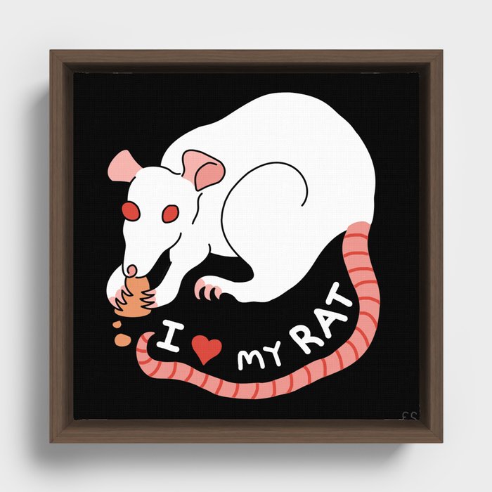 I Love My Rat Framed Canvas