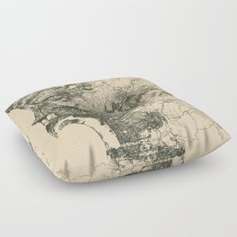 San Diego Vintage Map - USA City Map Drawing Floor Pillow