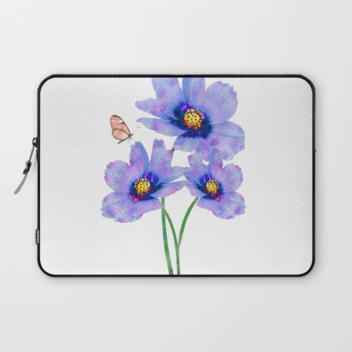 Sweet Nectar 2 - Pretty Blue Cosmos Flower Art Laptop Sleeve
