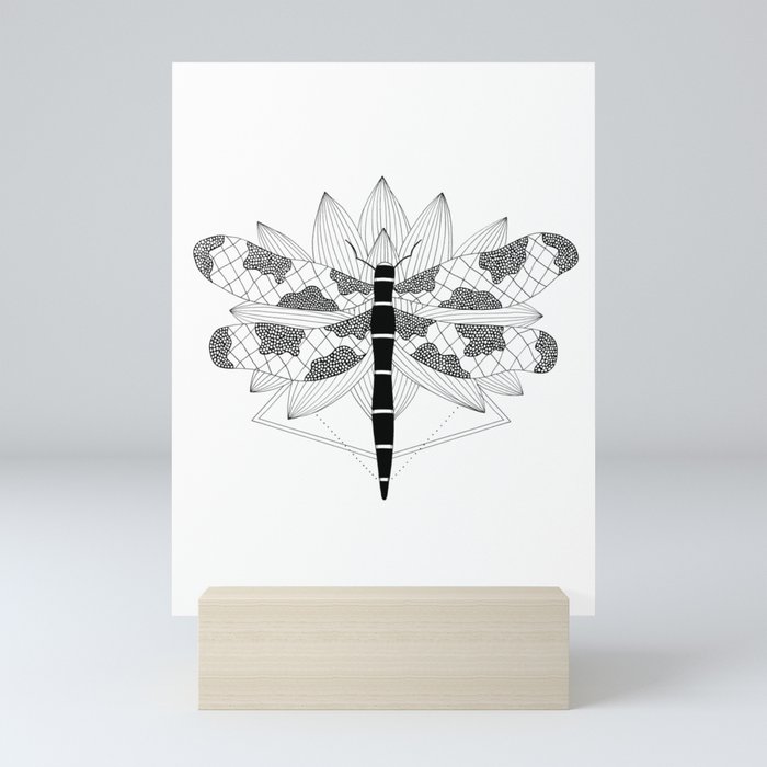 Dragonfly Over Lotus Mini Art Print