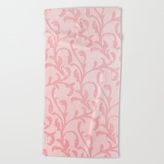 Pretty princess- Pink elegant Damask pattern Beach Towel