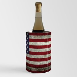American Flag, Old Glory in dark worn grunge Wine Chiller
