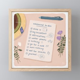 small mouse's weekend to-dos Framed Mini Art Print
