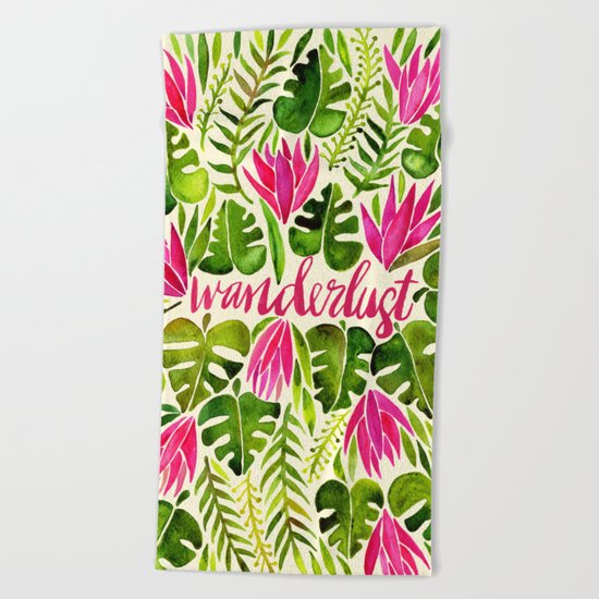 Tropical Wanderlust – Pink & Lime Beach Towel