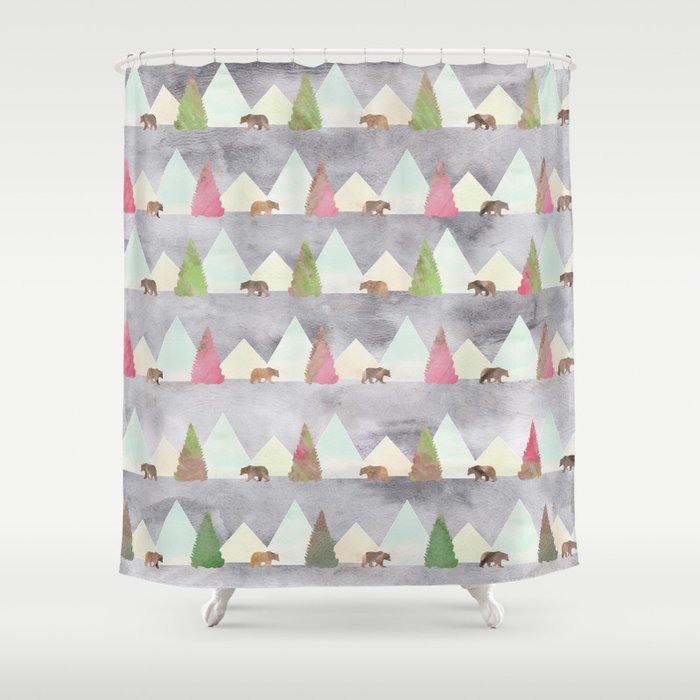 Bear in the Forest Rustic Cabin Theme Shower Curtain by Lost Kat Society6