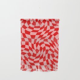 Pink and Red Wavy Checkered Print - Softroom Wall Hanging