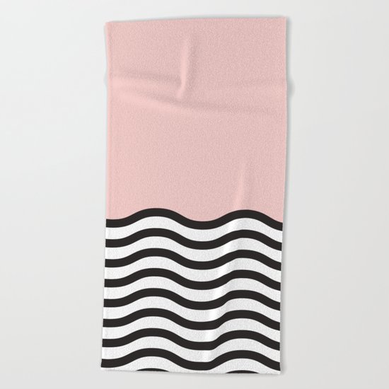 Waves of Pink Beach Towel