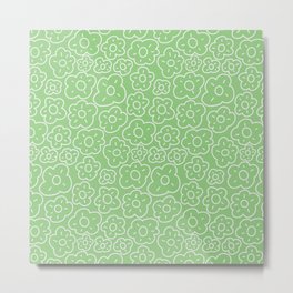 Cheeky Flowers- Green Metal Print