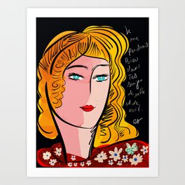 French Art Portrait with Poetry Art Print