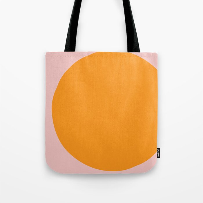 Margo Collection: Minimalist Modern Geometric Orange Circle on Pink Tote Bag