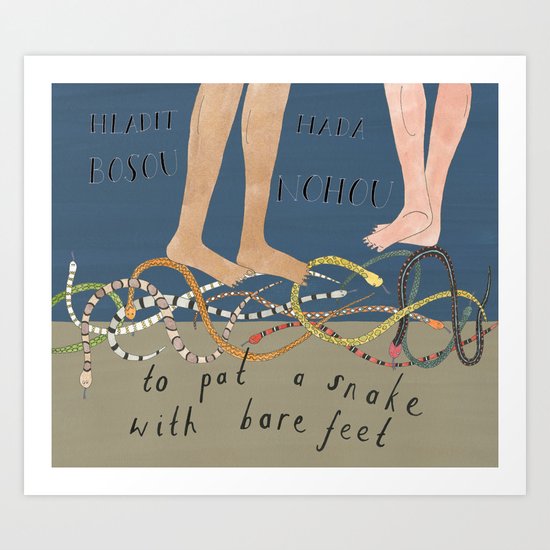 Patting Snakes Art Print