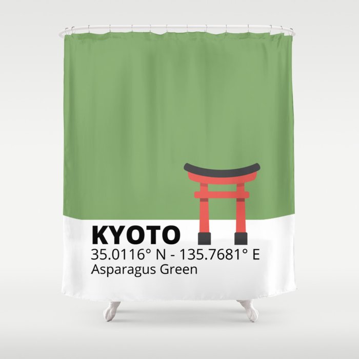 Kyoto Asparagus Green Shower Curtain