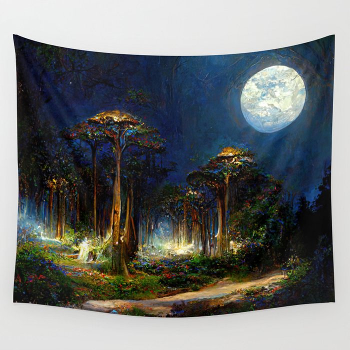 During a full moon night Wall Tapestry