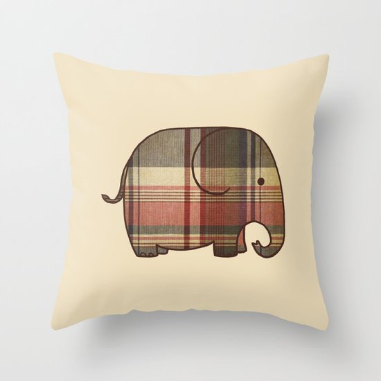 Plaid Elephant Throw Pillow