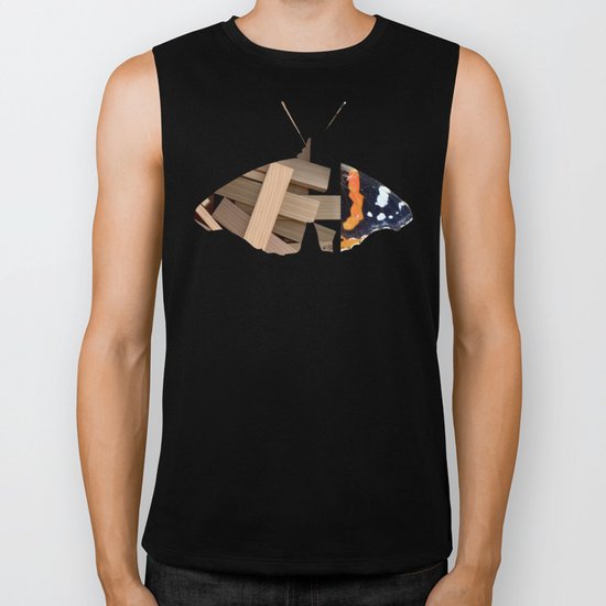 Butterfly WoodMix Collage Biker Tank