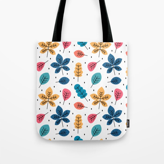 cute colorful autumn fall pattern background with leaves Tote Bag by ...