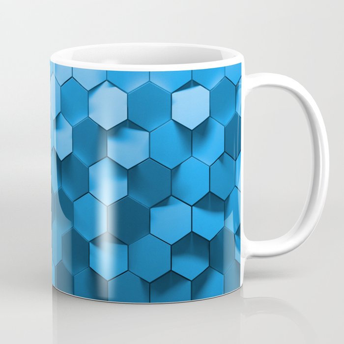 Blue hexagon abstract pattern Coffee Mug