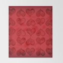 'Off With His Head Red Hearts Pattern' Wonderland styled design by Dark Decors Throw Blanket