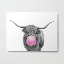 Bubblegum Highland Cow Metal Print