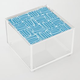 vote - block print word pattern blue and white Acrylic Box